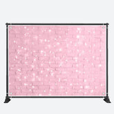 Aperturee - Pink Brick Wall Glitter Valentines Day Backdrop